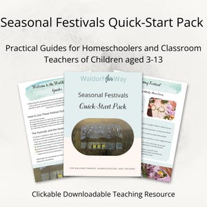 Pode incluir: Um download digital para um pacote de início rápido de festivais sazonais inspirado em Waldorf para educadores em casa e professores de sala de aula de crianças de 3 a 13 anos. A capa apresenta uma ilustração em aquarela de uma cena de inverno com uma floresta nevada e um céu noturno estrelado.