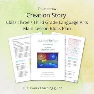 Hebrew Creation Story Third Grade Language Arts Main Lesson Block Curriculum Planning - Waldorf Classroom and Homeschool Digital Download