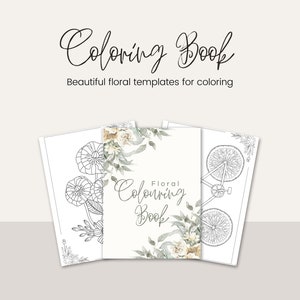 Floral coloring book for adults and children | Coloring Book Flowers | flowers coloring book | Templates for coloring | digital download