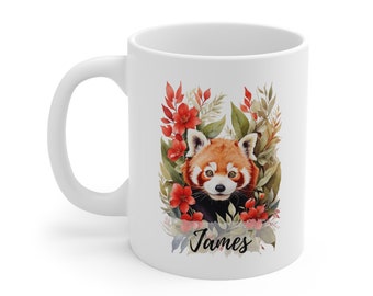Personalized Red Panda Ceramic Coffee Mug - Gift for Panda Lovers