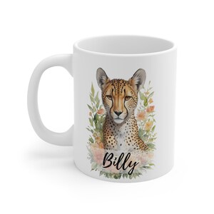 Ceramic Cheetah Mug - Personalized and Functional Coffee Cup - Unique Gift for Cheetah Lovers