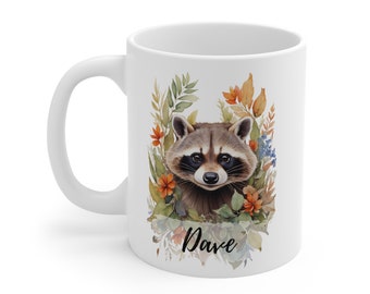 Personalized Raccoon Coffee Mug – Handcrafted Ceramic, Gift for Raccoon Lovers