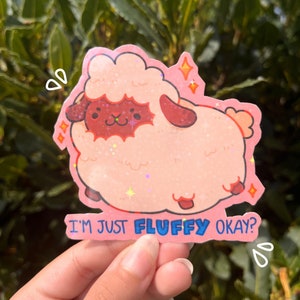 Just A Fluffy Sheep Sticker | Waterproof Sticker | Holographic Sticker