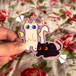Sticker engel en demon Kitty Cats | Waterdichte sticker
