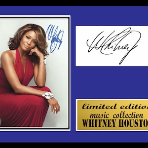 whitney  houston signed mount  framed