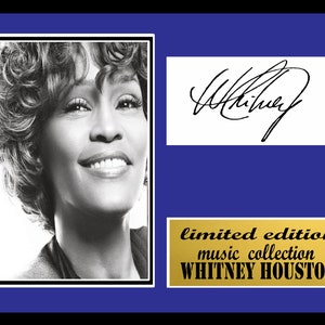 whitney  houston signed mount  framed