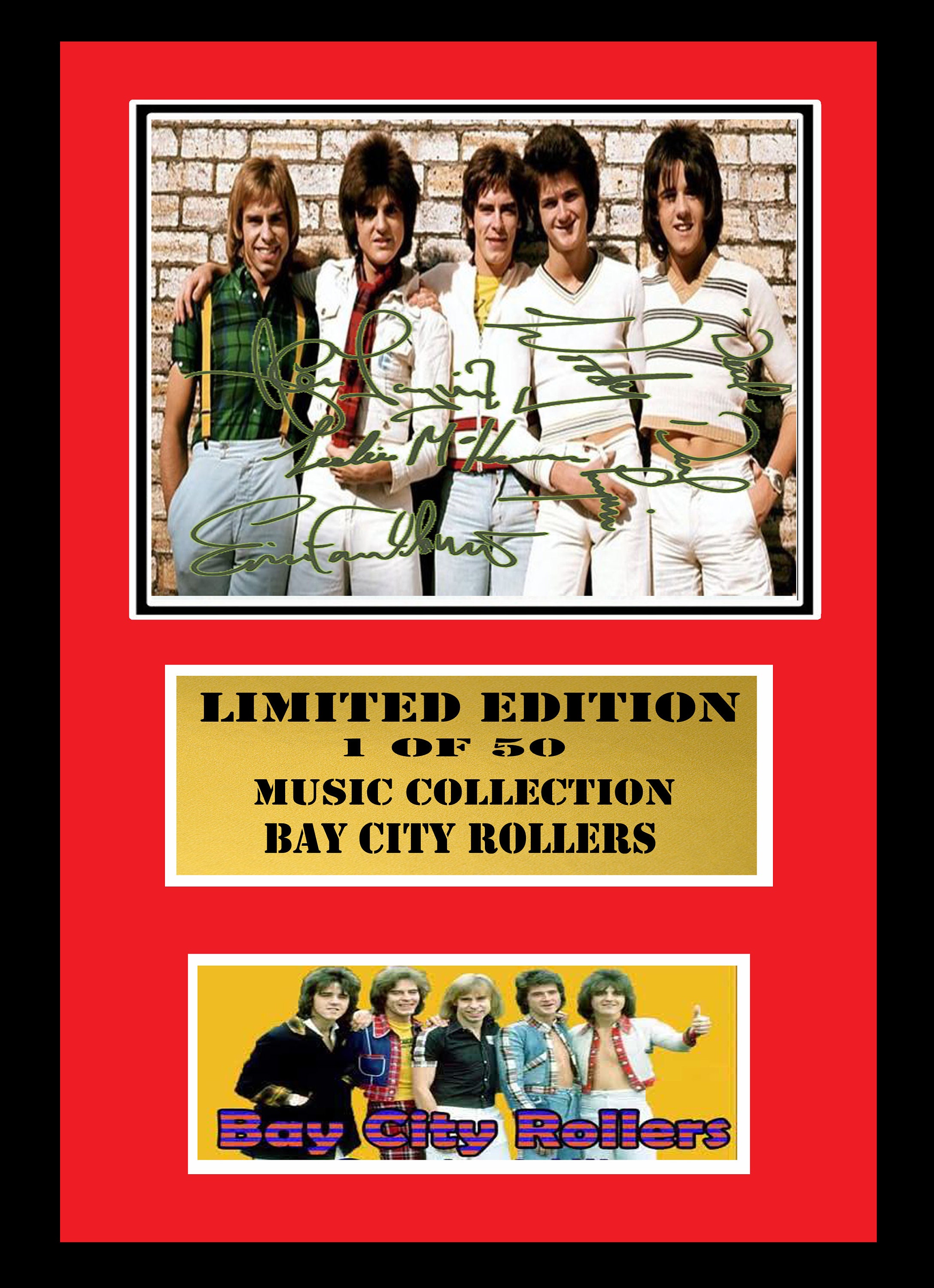 bay city rollers   signed mount