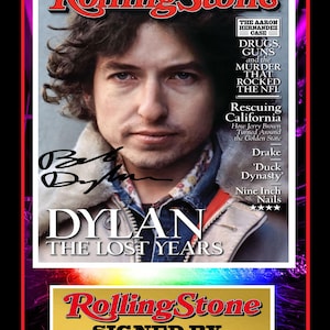 Suporte emoldurado assinado por BOB DYLAN