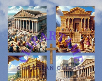 Solomon's Temple Art Print - Biblical Jerusalem Construction Scene