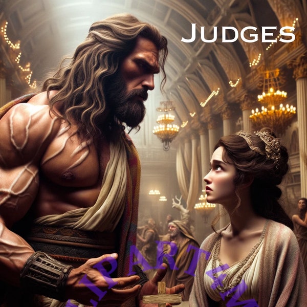 Samson & Delilah: Epic Tale from Judges - Scripture Art - Christian Wall Art Poster Size