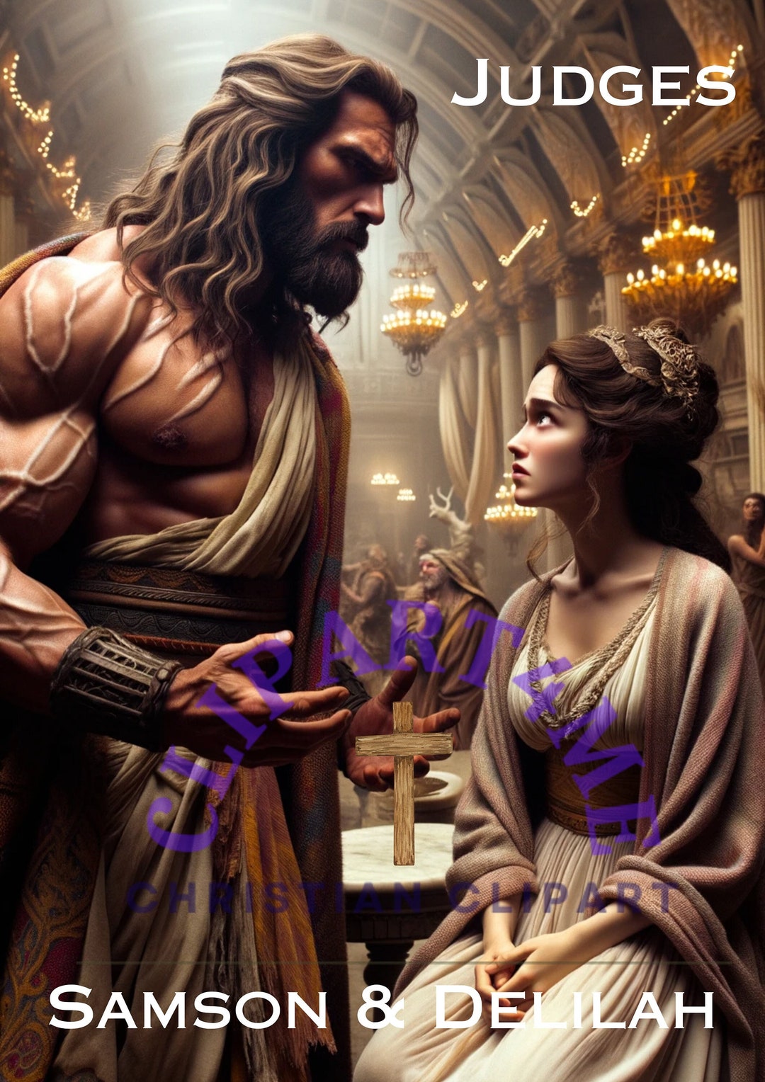 Samson & Delilah: Epic Tale From Judges Scripture Art Christian Wall