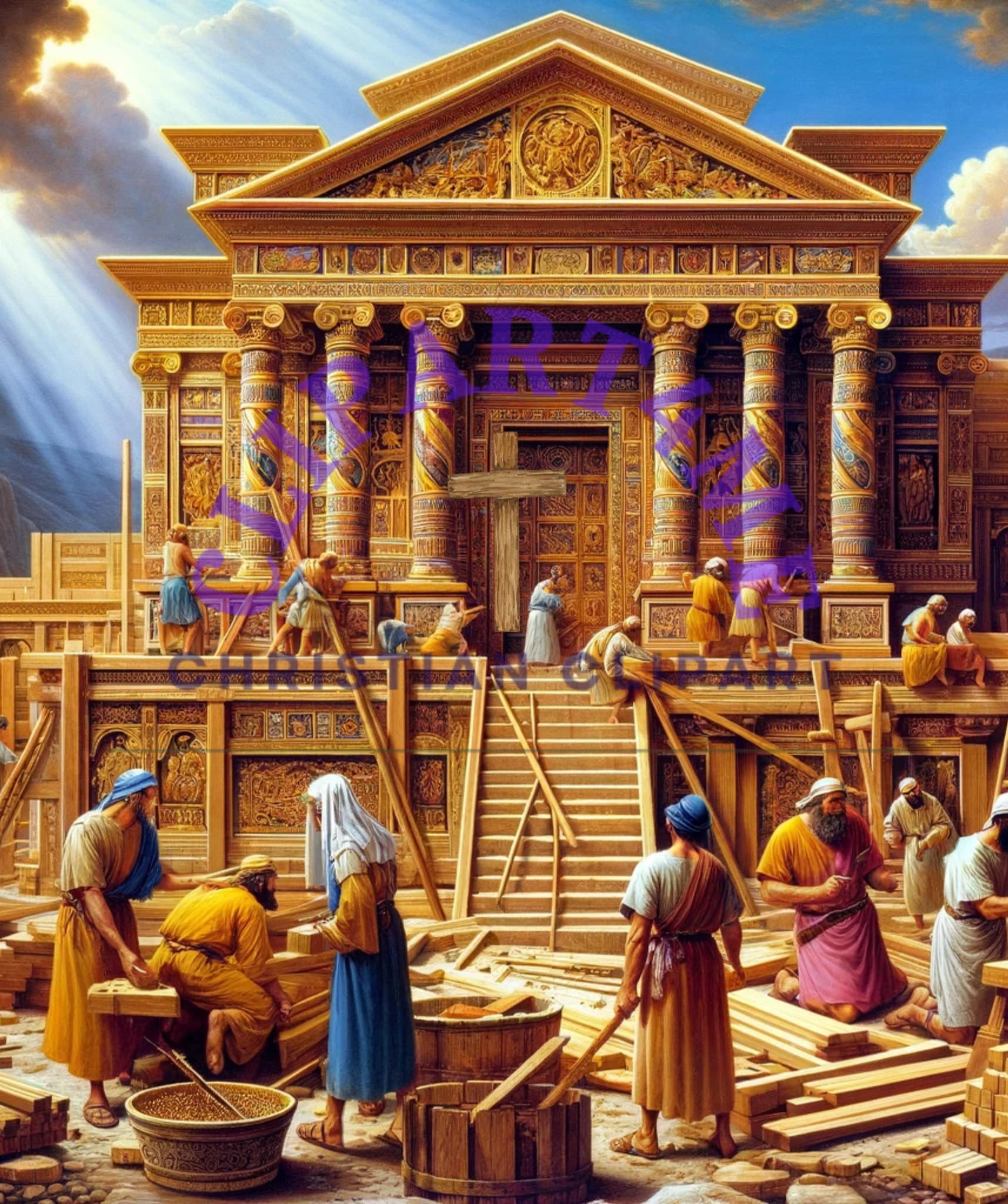 Solomon's Temple Art Print - Biblical Jerusalem Construction Scene - Etsy