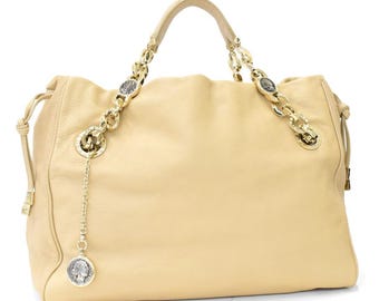 BVLGARI 2-way Bag 34588 Motene Leather Beige Gold Hardware Chain  