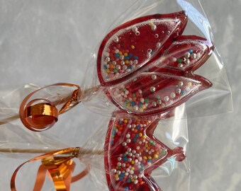 Special 5 RATTLE (heart, Easter bunny, circle , crown or tulip) handmade customised lollipops for Mother’s Day