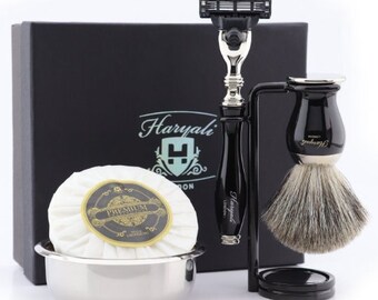 Personalized Shaving Kit | Antique Razor | Shaving Brush Set, Handmade Shaving Kit for Groomsmen & Wedding Gifts | Fathers Day Gift