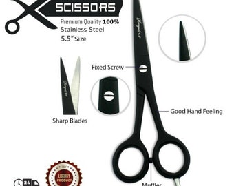 Professional Hairdressing Scissors - Sharp, Precise Black Hair Scissors for Stylists and Barbers