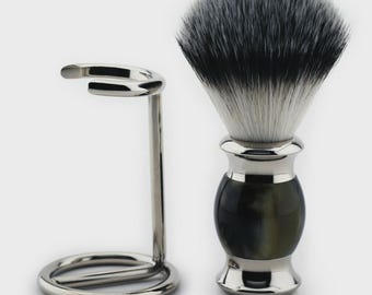 Handmade Shaving Brush with Stand | Premium Synthetic Bristles & Stylish Resin Handle | Handcrafted Wet Shaving Brush Set for Men