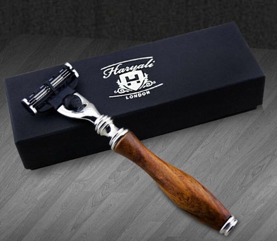 Kit De Rasage Barbier Style Vintage En Bois De Rose - Bol, Brosse & Rasoir Classique