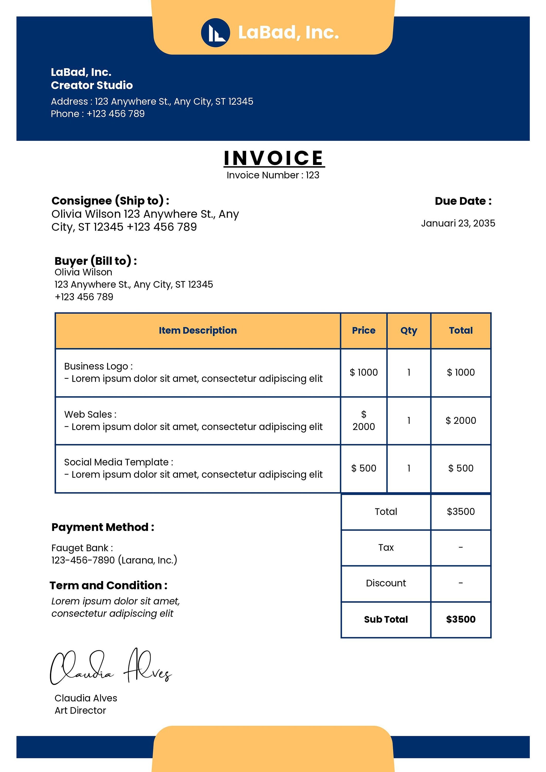 Invoice Template Etsy