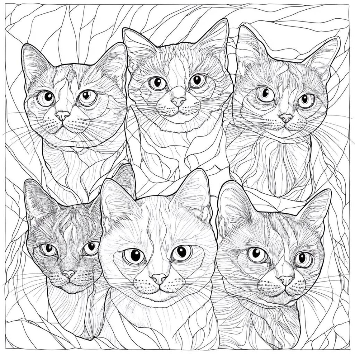 24 Cat Themed Colouring Pages - Etsy