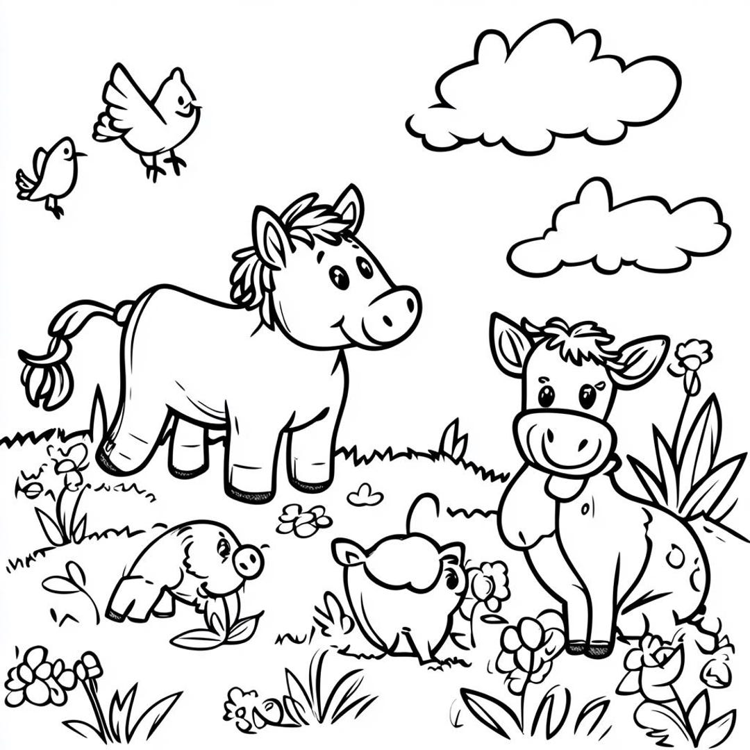 Colouring Book Pages for Kids Featuring Over 100 Baby Animals, Dolls ...