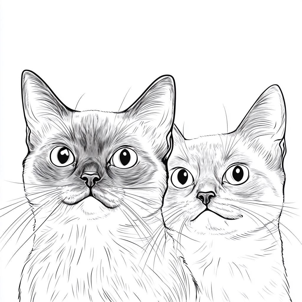 24 Cat Themed Colouring Pages - Etsy