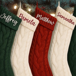 Personalized Embroidered Knit Christmas Stocking: Custom Name Gift