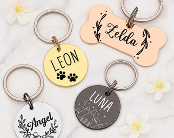 Custom Engraved Bone Shape Pet ID Tag: Stainless Steel Dog & Cat Collar