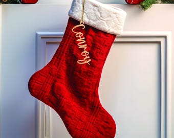 Christmas Stocking Name Tags and Gift Labels, Personalized Christmas Stocking Tags, Stocking Name, Xmas Home Decor, Wooden Stocking Tag