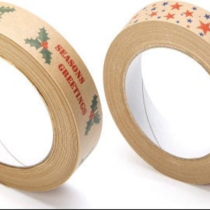Taśma świąteczna z papieru typu kraft z recyklingu, do pakowania prezentów, 25 mm X 50 M