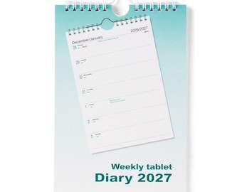 A5 Tablet Calendar Week to View Wall Hanging Planner Spiral Bound 2027