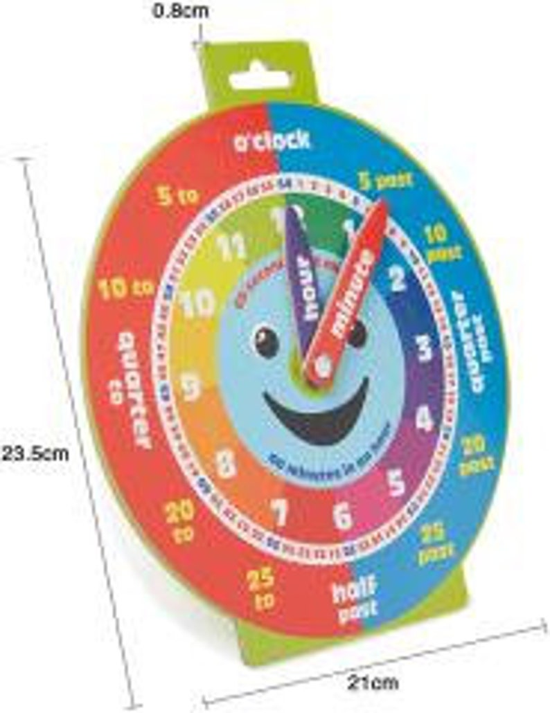 Sample Movable Clock Early Learning Kids Education Clock Moveable Hands Smiley Face Magnetic ...