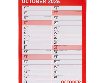 Calendario de compromiso mensual para colgar en la pared, acabado mate, 2026