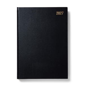 Diary Day a Page 2027 Schreibtisch-Tagebuch Hardcover Casegebunden A4/A5 Schwarz | Blau | Rot
