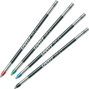 Lot de 4 recharges pour stylo bille Lamy M21 - Noir | Bleu | Rouge | Vert X 1 de CHAQUE