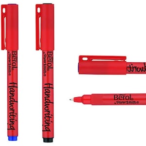 Canetas de caligrafia Berol para alunos ergonômicas 0,6 mm School First - Pacote com 4 - Azul ou Preto
