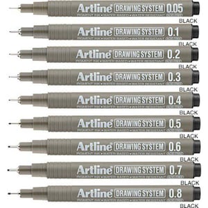 Penne per sistema di disegno Artline Fineliner tecnico Dimensioni assortite della punta