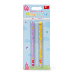 Legami Hoppy Easter Conjunto de 2 canetas de gel apagáveis Bunny Pink Ink e Chick Purple Ink