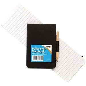 Police Style Notebook Pad Reporter A7 Pocket 96 Sheets With Elastic Strap Pencil