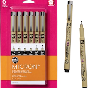 SAKURA Pigma Micron Assorted Pens, Pack of 6, Black