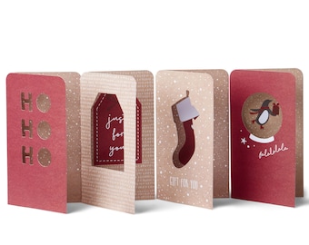 Pack of 4 Traditional Christmas Money Wallets Kraft Card with Envelopes