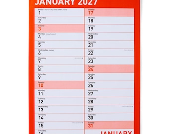 Calendario mensile da appendere alla parete, finitura opaca, 2027