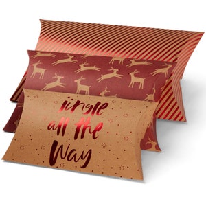 Sacos de presente de travesseiro Kraft de Natal Vários designs Pequeno Médio Grande Pacote de 3