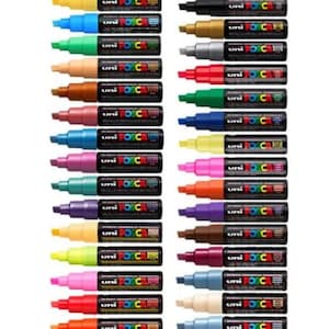 POSCA PC-7M Art Paint Marker Pens Large Bullet Tip Drawing Drafting Poster  Coloring Markers Black Metal Glass Terracotta Fabric 