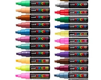 Uni Posca PC-8K Paint Marker Pen Broad Chisel Tip | Nib 8mm | Assorted Colours | x1 Pen