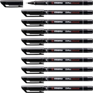 Stabilo Black OHPen Pennarello universale per superfici CD Tessuto Carta Legno Metallo x 10