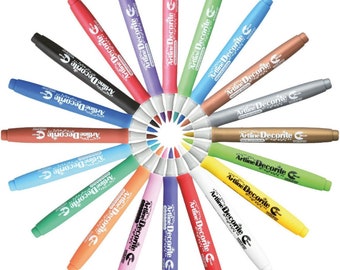 Artline Decorite Brush Marker Pen Sets - Works On Card, Glass, Metal and Plastic
