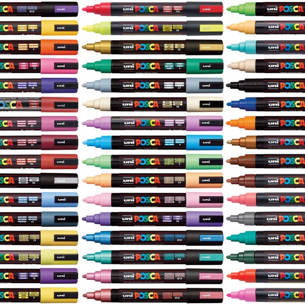 Paint Markers - Uni Posca PC-5M Paint Marker Medium 2.5mm Bullet Tip Assorted Colours Wallet Of