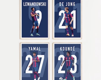 FC Barcelona Poster Set, Lewandowski, De Jong, Koundé, Yamal (Digital Download)
