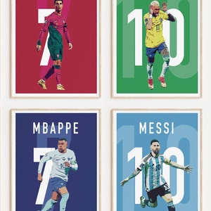 Messi Ronaldo Mbappé Neymar Poster Set: Soccer Stars Wall Art (Digital Download)